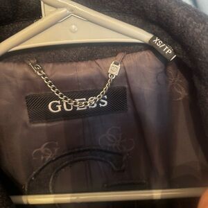 GUESS Charcoal Coat with Inner Chain Accent